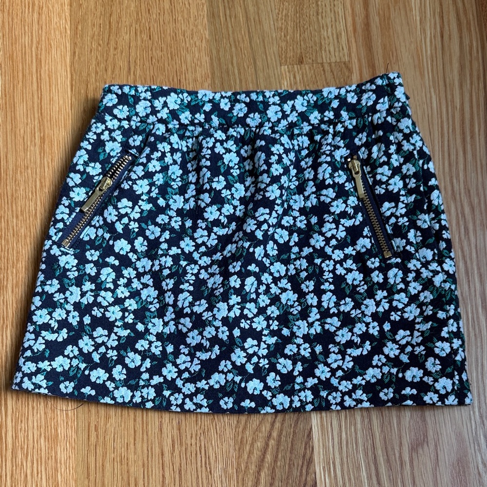 Janie and Jack Navy Skirt with Light Blue Floral Print
